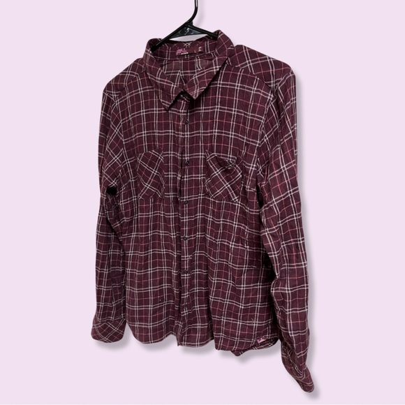 Burgundy/Wine Prana Button Down Flannel - Picture 4 of 8